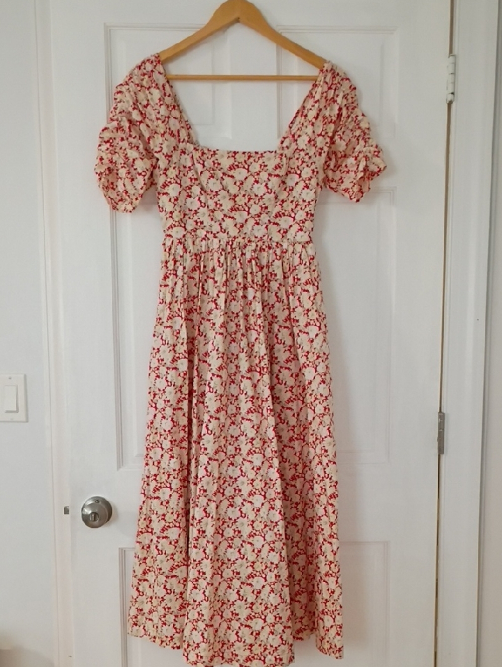 Free People Cream Maxi Dress with Red Floral Print - Picture 1 of 4